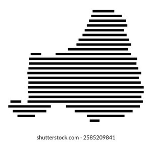 Symbol Map of the City Roedermark (Germany) showing the city with just a few black horizontal lines