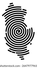 Symbol Map of the city Ronnenberg (Niedersachsen, Germany) showing the city with a black spiral line