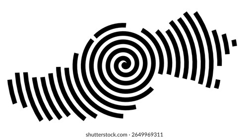Symbol Map of the city Rosendahl (Nordrhein-Westfalen, Germany) showing the city with a black spiral line