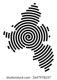 Symbol Map of the city Rosengarten (Niedersachsen, Germany) showing the city with a black spiral line