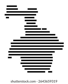 Mapa de símbolos da cidade Rotenburg (Wümme) (Niedersachsen, Alemanha) mostrando a área da cidade com apenas algumas linhas horizontais pretas