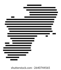 Symbol Map of the city Rothenburg ob der Tauber (Bayern, Germany) showing the area of the city with just a few black horizontal lines