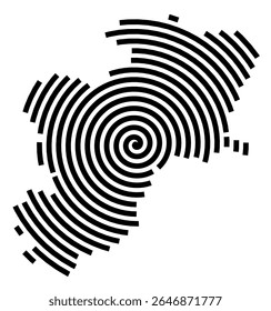 Symbol Map of the city Rothenburg ob der Tauber (Bayern, Germany) showing the city with a black spiral line