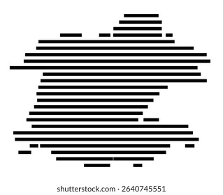 Symbol Map of the city Rudersberg (Baden-Württemberg, Germany) showing the area of the city with just a few black horizontal lines