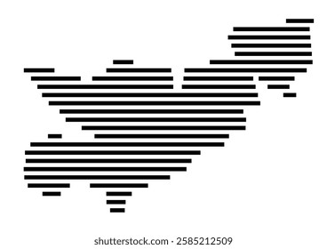 Symbol Map of the City Ruesselsheim am Main (Germany) showing the city with just a few black horizontal lines