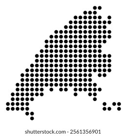 Symbol Map of the City Ruse (Bulgaria) showing the city with a pattern of just a few black dots