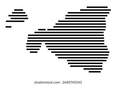 Symbol Map of the city Rutesheim (Baden-Württemberg, Germany) showing the area of the city with just a few black horizontal lines