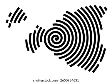 Symbol Map of the city Rutesheim (Baden-Württemberg, Germany) showing the city with a black spiral line