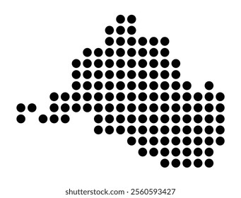 Symbol Map of the City Saarbruecken (Germany) showing the city with a pattern of just a few black dots