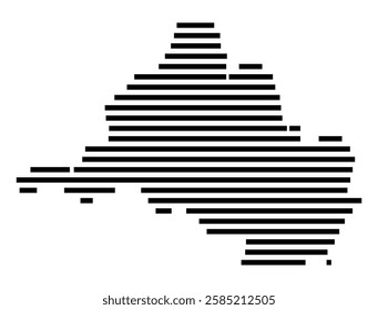 Symbol Map of the City Saarbruecken (Germany) showing the city with just a few black horizontal lines