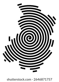 Symbol Map of the city Püttlingen (Saarland, Germany) showing the city with a black spiral line