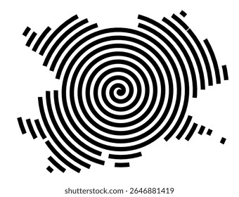 Mapa de símbolos da cidade Flöha (Sachsen, Alemanha) mostrando a cidade com uma linha espiral preta