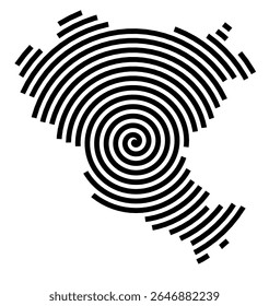 Symbol Map of the city Burgstädt (Sachsen, Germany) showing the city with a black spiral line
