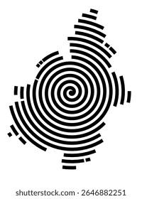 Symbol Map of the city Löbau (Sachsen, Germany) showing the city with a black spiral line