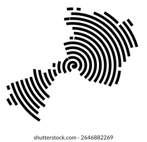 Symbol Map of the city Weißwasser_O.L. (Sachsen, Germany) showing the city with a black spiral line