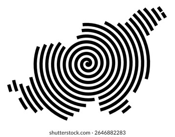 Symbol Map of the city Weinböhla (Sachsen, Germany) showing the city with a black spiral line