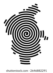 Symbol Map of the city Markranstädt (Sachsen, Germany) showing the city with a black spiral line