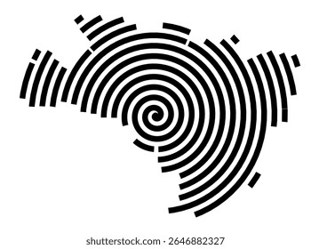Symbol Map of the city Wanzleben-Börde (Sachsen-Anhalt, Germany) showing the city with a black spiral line