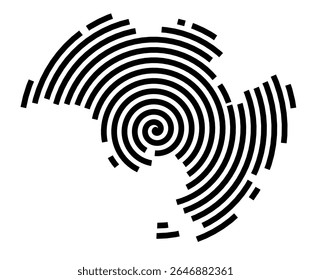 Symbol Map of the city Tangerhütte (Sachsen-Anhalt, Germany) showing the city with a black spiral line