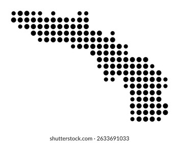Mapa de símbolos da cidade Sachsenheim (Baden-Württemberg, Alemanha) mostrando a cidade com um padrão de apenas alguns pontos pretos