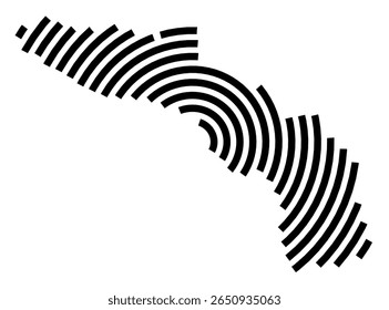 Mapa de símbolos da cidade Sachsenheim (Baden-Württemberg, Alemanha) mostrando a cidade com uma linha espiral preta