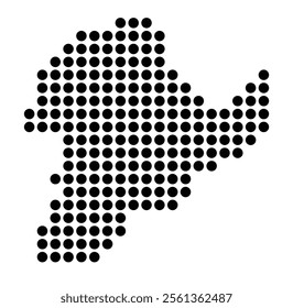 Symbol Map of the City Saint-Nazaire (France) showing the city with a pattern of just a few black dots