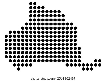 Symbol Map of the City Saint-Paul (France) showing the city with a pattern of just a few black dots