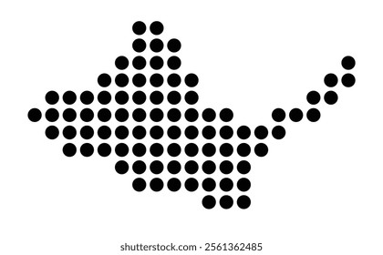 Symbol Map of the City Saint-Pierre (France) showing the city with a pattern of just a few black dots