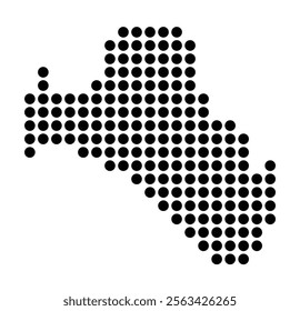 Symbol Map of the City Salerno (Italy) showing the city with a pattern of just a few black dots