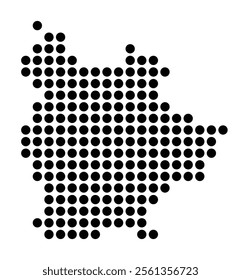 Symbol Map of the City Salzburg (Austria) showing the city with a pattern of just a few black dots