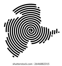 Symbol Map of the city Sandersdorf-Brehna (Sachsen-Anhalt, Germany) showing the city with a black spiral line