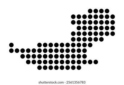 Symbol Map of the City Sankt Nicolai (Denmark) showing the city with a pattern of just a few black dots