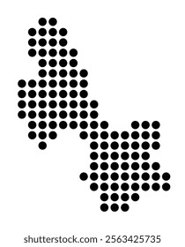 Symbol Map of the City Santa Clara e Castelo Viegas (Portugal) showing the city with a pattern of just a few black dots