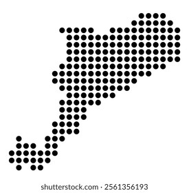 Symbol Map of the City Santa Cruz de Tenerife (Spain) showing the city with a pattern of just a few black dots