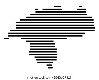 Mapa de símbolos da cidade Sarstedt (Niedersachsen, Alemanha) mostrando a área da cidade com apenas algumas linhas horizontais pretas