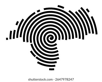 Symbol Map of the city Sarstedt (Niedersachsen, Germany) showing the city with a black spiral line