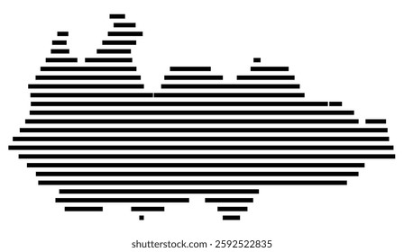 Symbol Map of the City Sassari (Italy) showing the city with a few black horizontal lines
