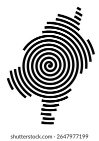 Symbol Map of the city Sassenburg (Niedersachsen, Germany) showing the city with a black spiral line