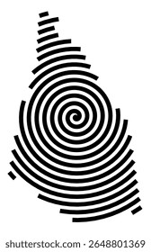 Symbol Map of the city Saterland (Niedersachsen, Germany) showing the city with a black spiral line