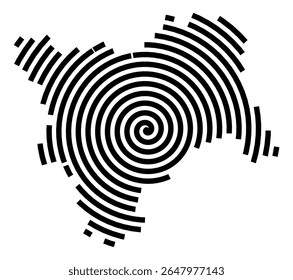 Symbol Map of the city Scharbeutz (Schleswig-Holstein, Germany) showing the city with a black spiral line