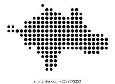 Symbol Map of the city Schauenburg (Hessen, Germany) showing the city with a pattern of just a few black dots