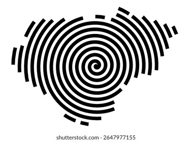 Symbol Map of the city Schenefeld (Schleswig-Holstein, Germany) showing the city with a black spiral line