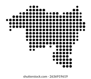 Symbol Map of the city Schermbeck (Nordrhein-Westfalen, Germany) showing the city with a pattern of just a few black dots