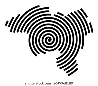 Symbol Map of the city Schermbeck (Nordrhein-Westfalen, Germany) showing the city with a black spiral line