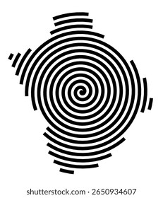 Symbol Map of the city Schifferstadt (Rheinland-Pfalz, Germany) showing the city with a black spiral line
