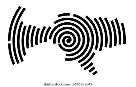 Symbol Map of the city Schkopau (Sachsen-Anhalt, Germany) showing the city with a black spiral line