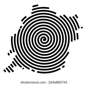 Symbol Map of the city Schleiden (Nordrhein-Westfalen, Germany) showing the city with a black spiral line