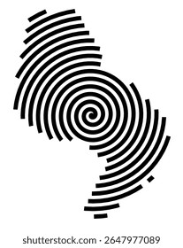 Symbol Map of the city Niebüll (Schleswig-Holstein, Germany) showing the city with a black spiral line