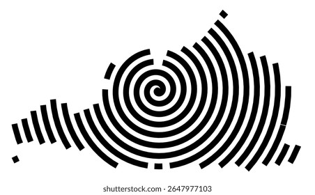 Symbol Map of the city Brunsbüttel (Schleswig-Holstein, Germany) showing the city with a black spiral line