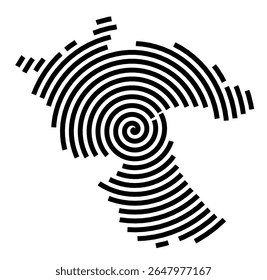 Symbol Map of the city Eckernförde (Schleswig-Holstein, Germany) showing the city with a black spiral line